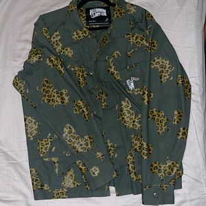 Africa Leopard Camo Military Overshirt in Olive